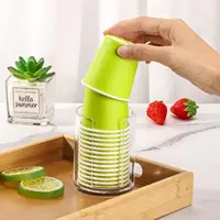 Bathroom Cup Dispenser Acrylic Clear Disposable Paper Cup Holder Compact Mouthwash Cups Organizer for Bathroom Vanity Countertop 2