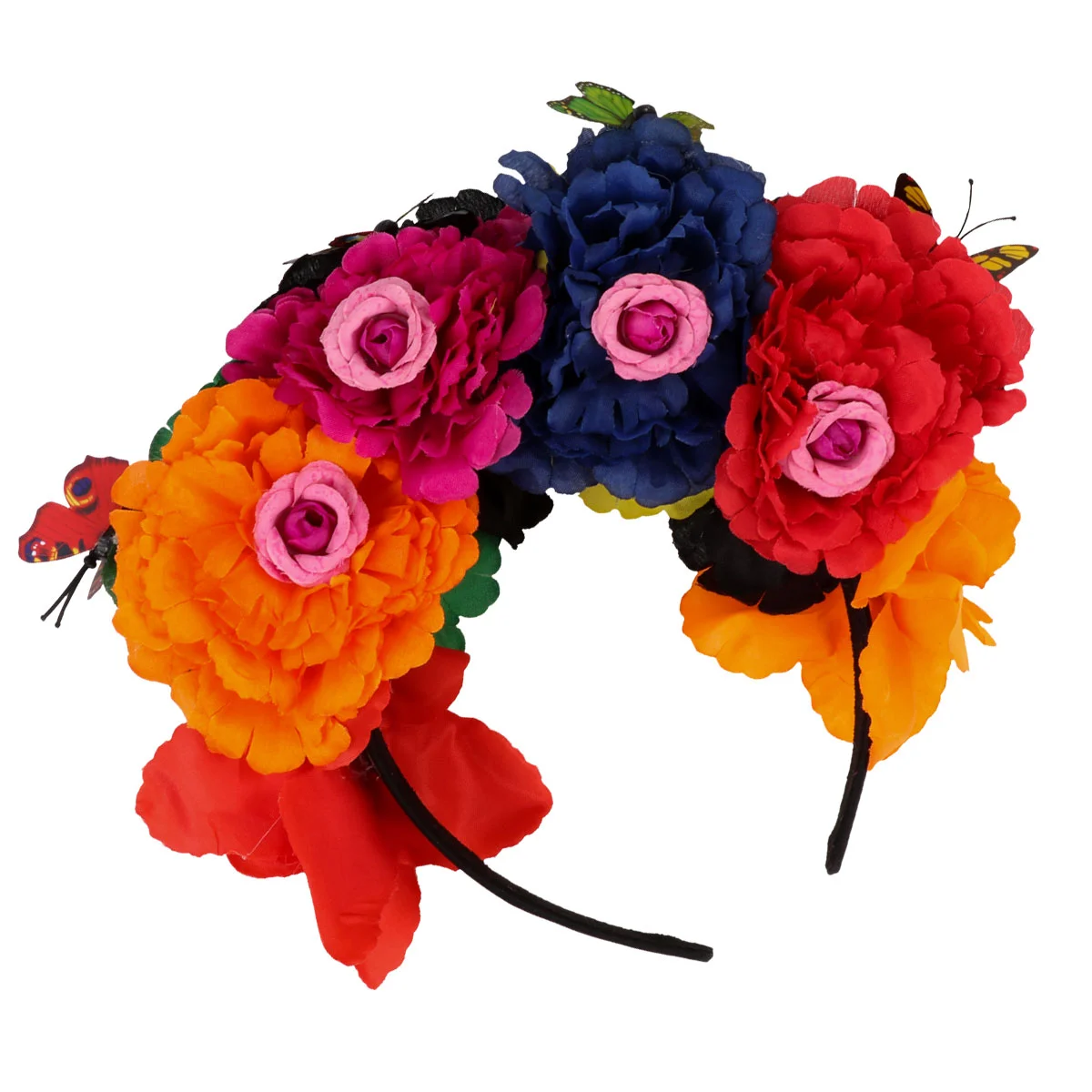 

Artificial Flower Butterfly Headband Rose Crown Halloween Headdress Bridal Mexican Costume Roses