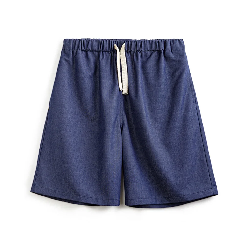 Maden Retro Washed Denim Shorts with Elastic Waist Drawstring Design Loose Casual Straight Five-Leg Pants for Men's Summer Jean