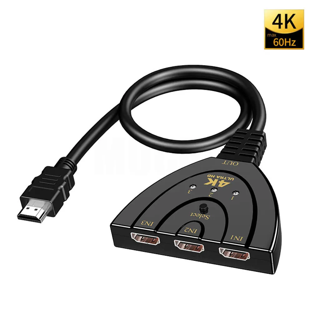 

HDMI-compatible Switch KVM Splitter 4K 2K 3D 3 Input 1 Output Mini 3 Port VIdeo Switcher Hub 1080P for DVD HDTV Xbox PS3 PS4