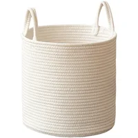 Solid White Home Organization And Storage Baby Children Toy Storage Baskets Cotton Rope Woven Laundry Basket Sundries Organizer 6