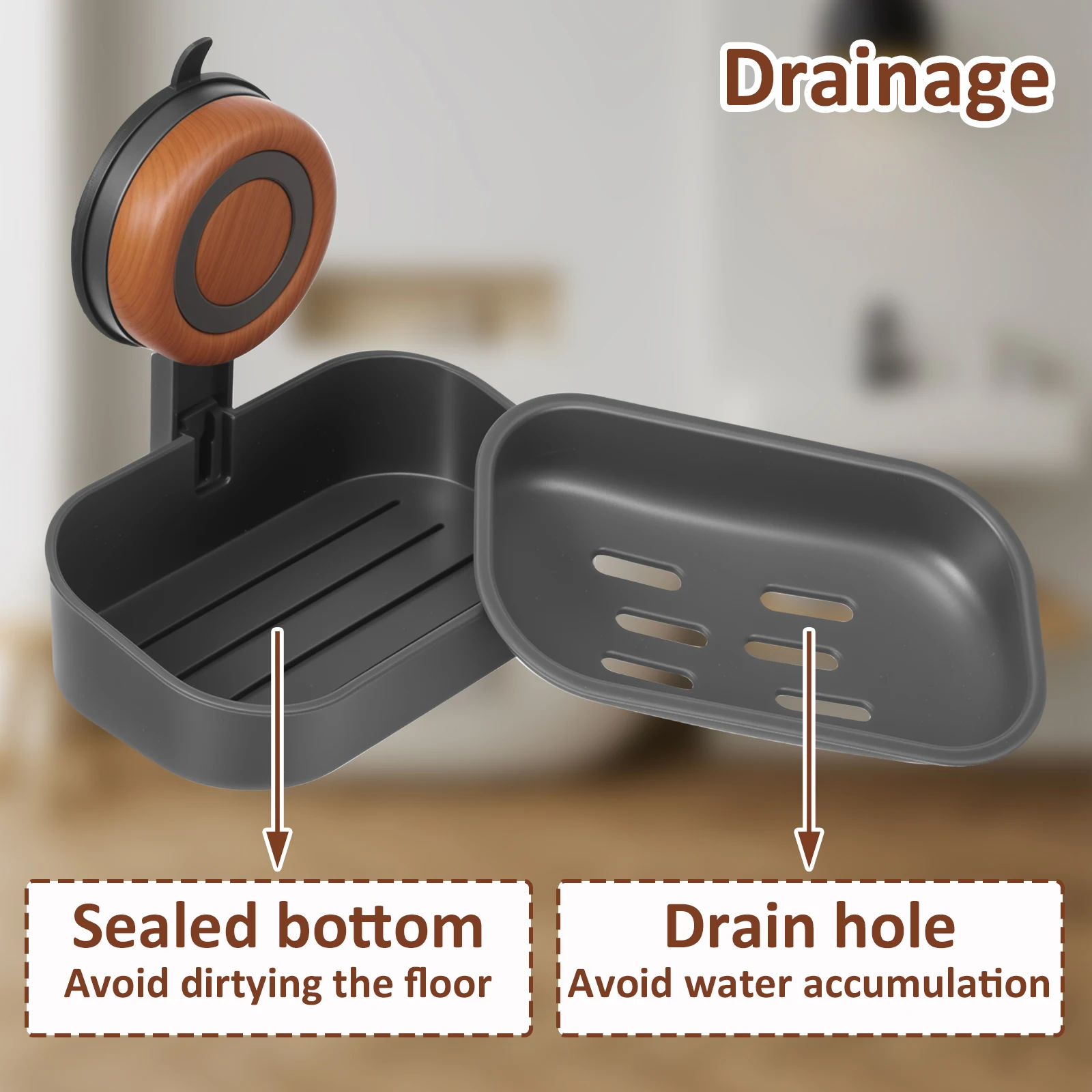 2 Pcs Suction Cup Soap Dish Single/Double Layer Shower Soap Holder with Drainage Hole No Drilling Wall Mounted Sponge Holder