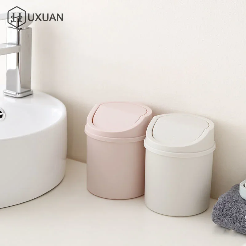 Compact Universal Waste Bin with Lid - Desktop and Office Organizer