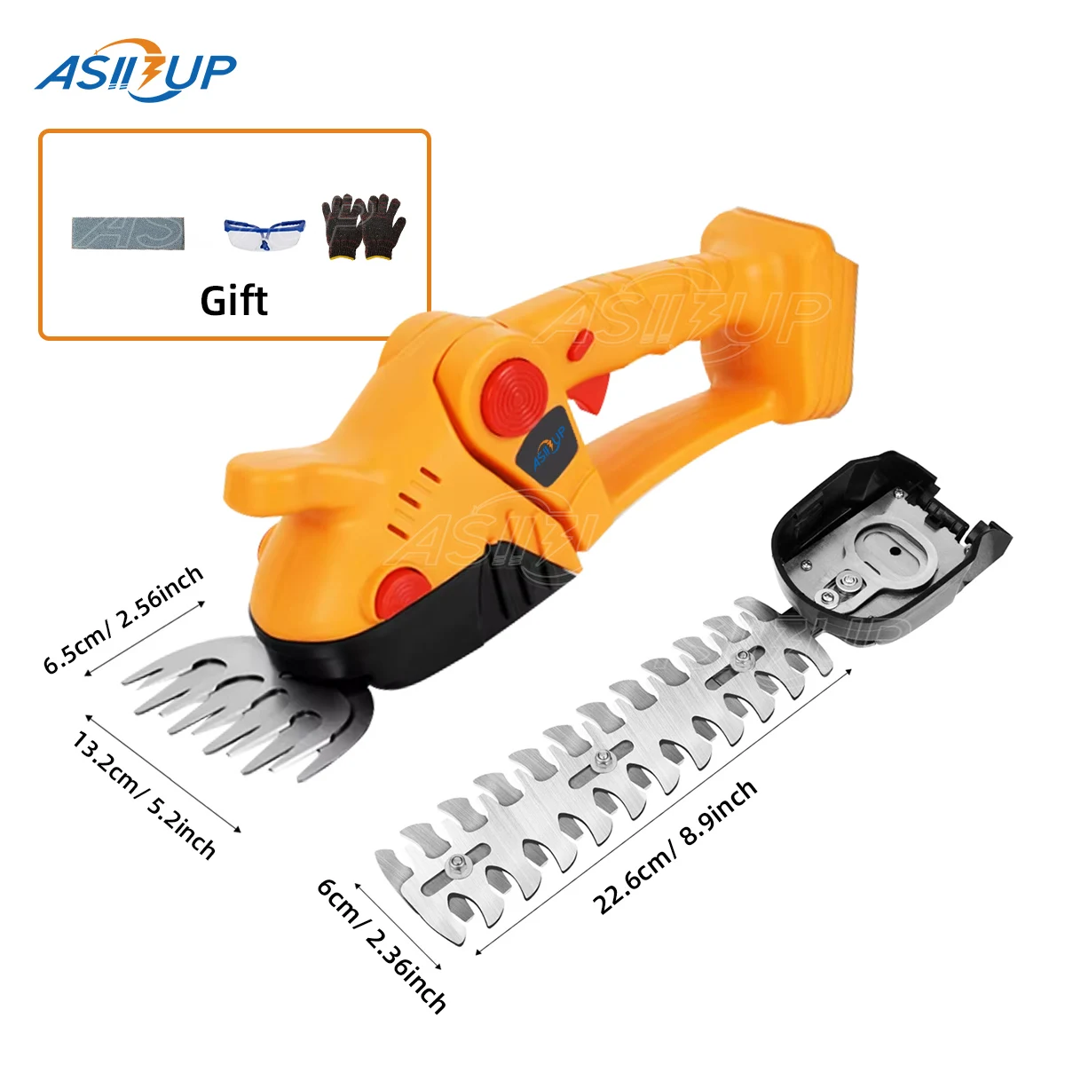 Asii3up 2 IN 1 Electric Hedge Trimmer 130° Adjustable Cordless Household Weed Shrub Pruning Garden Power Tool for Makita 18V 6