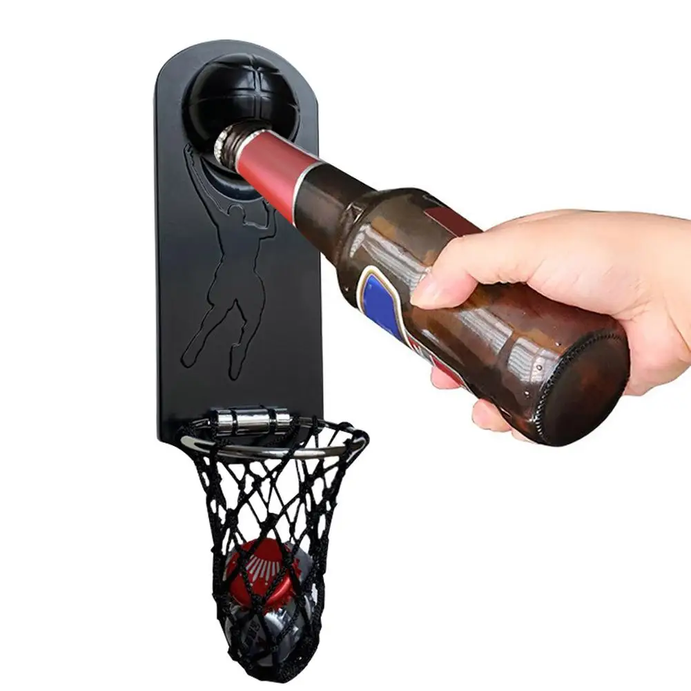 

Креативная Магнитная металлическая открывалка для бутылок, настенная подвесная открывалка для пивных бутылок, магнитная наклейка на холодильник, отвертка для пива, баскетбольный колпачок