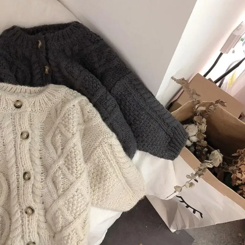 여아용 스웨터 봄과 가을 신상  니트 가디건 스웨터 남아용 한국 패션 다용도 편안하고 따뜻한 트렌디