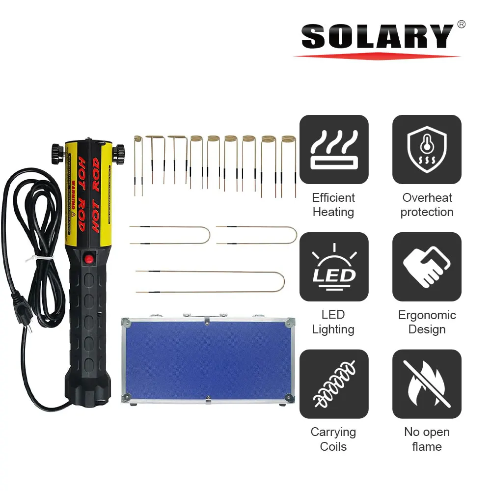 

Solary Magnetic Induction Heater Tool - 1000W 110V Hand-hled Electromagnetic Heat Induction Tool Kit with 12 Coils