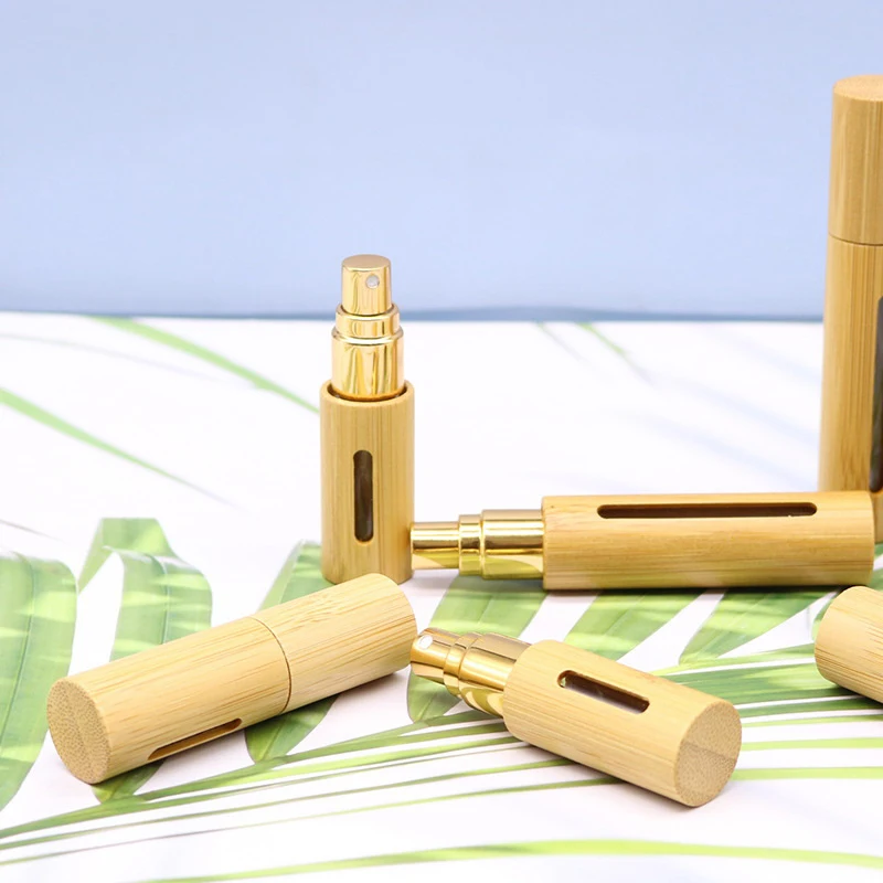 대나무 나무 빈 에센셜 오일 병 리필 가능한 향수병, 무화기 스프레이 화장품 용기, 5 ml, 10ml, 1 개