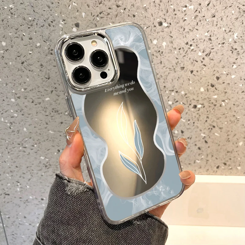 Floral Design Shockproof Makeup Mirror Phone Case - Soft TPU Silicone Cover