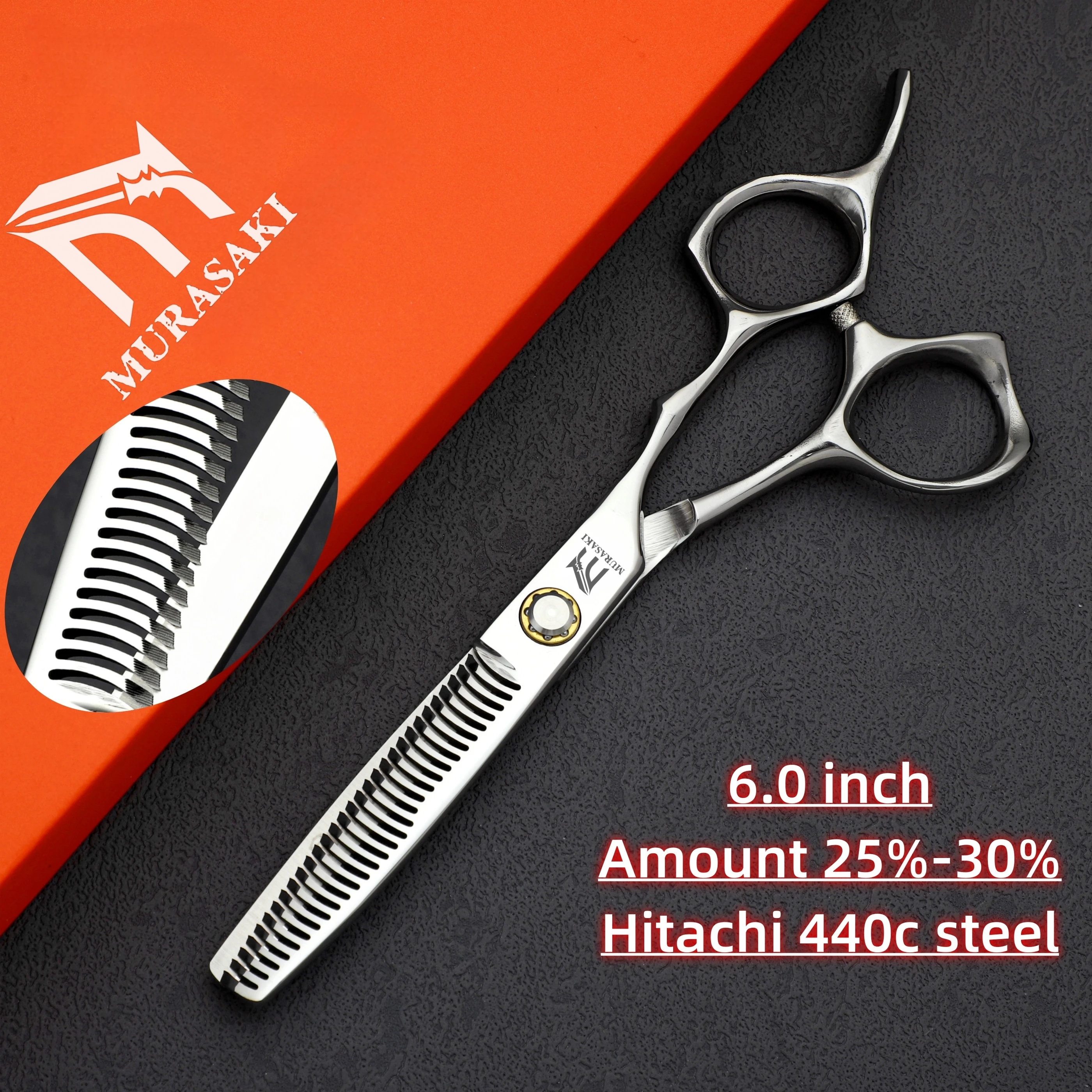 전문 미용 가위, 일본 440C 강철 헤어 숱가위, 고품질 이발소 액세서리, 6.0..