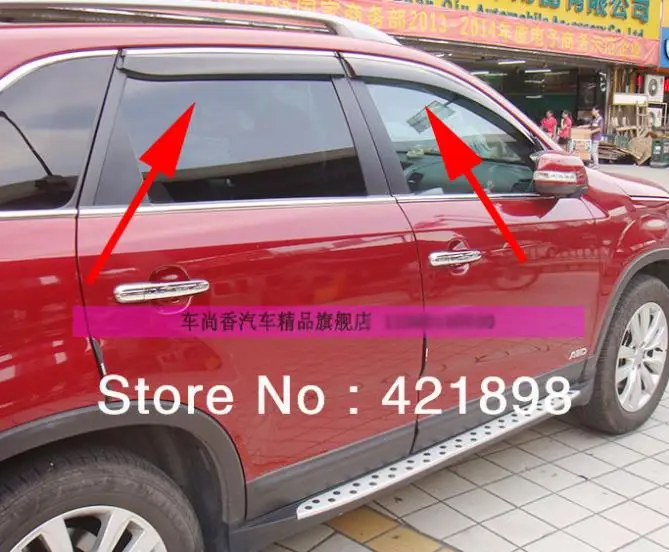 

Ветрозащитный стеклоотражатель для Kia Sorento 2013 2014, козырек от дождя и солнца, автомобильные аксессуары, наклейки
