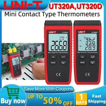 UNI-T UT320D UT320A Thermometer hygrometer Thermokoppel contact type dual channel K/J temperature meter Hygrometer tester 1