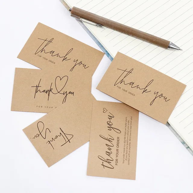 30PCS Kraft Paper Thank You Cards: Expressing Appreciation with Style