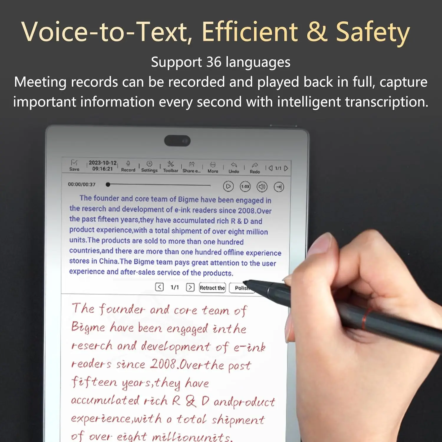 Bigme S6 Color + Ereader 7.8'' E-Ink Screen ePaper6G 128GB eBook Reader Support Google Play Notetaking with Stylus and Cover