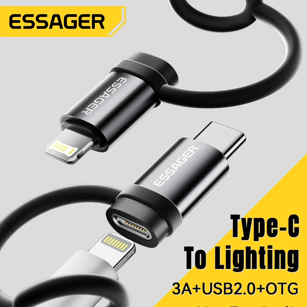 Essager Lightning to USB-C 3A Fast Charging OTG Adapter