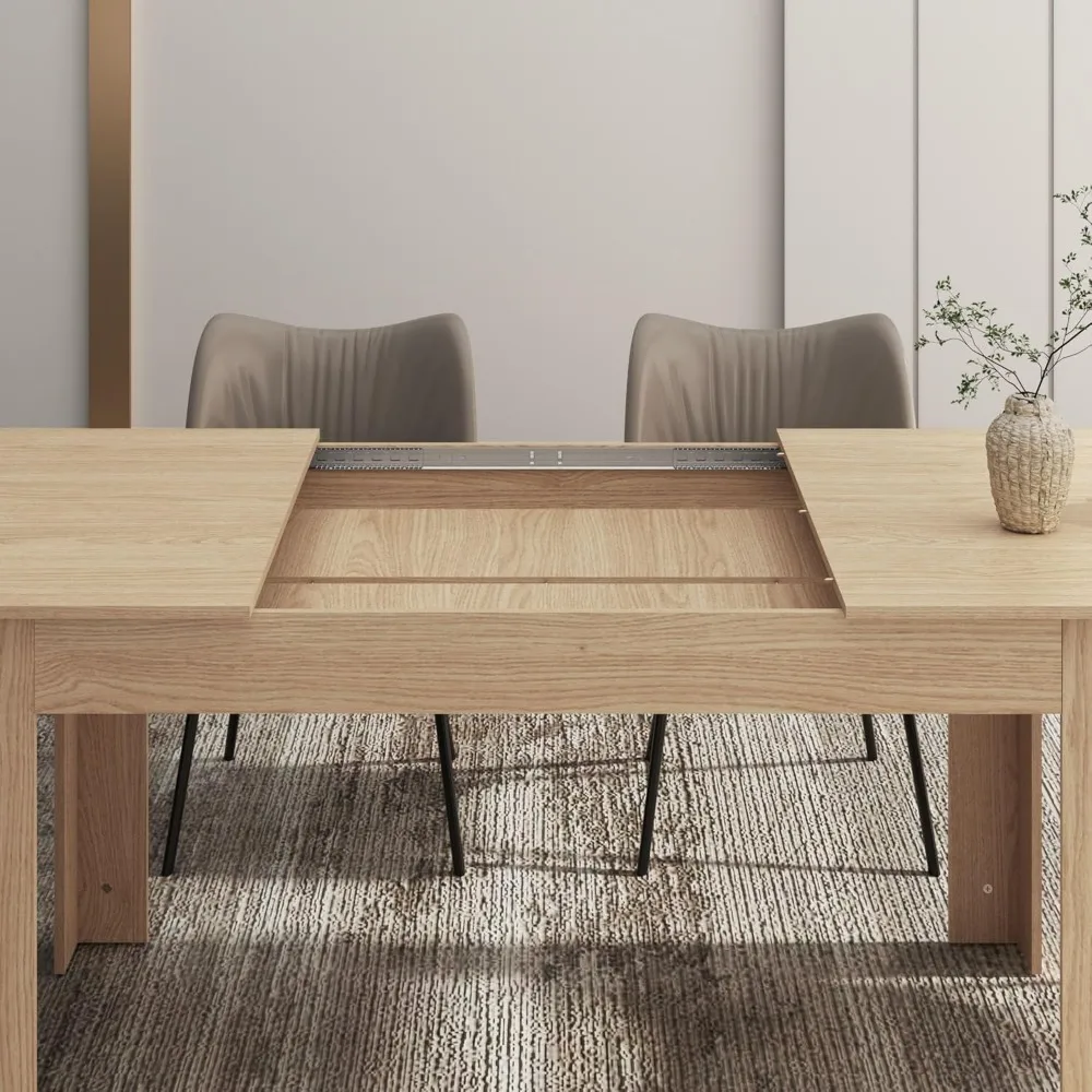 Extendable Dining Table  Wooden Dining Room Table, Modern Extendable Table for Gatherings, Meeting for Small Kitchens 5