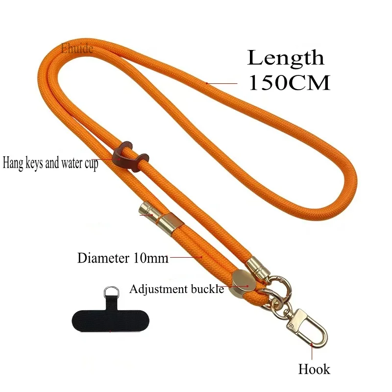 Adjustable Detachable Neck Cord Lanyard with Carabiner and Card Holder, 150cm Length