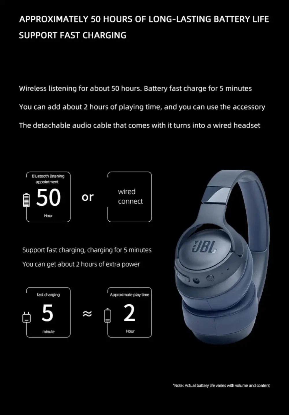 100% Original JBL TUNE 710BT Wireless Bluetooth Headphones T710BT Music Pure Bass Earphone Noise Reduction Gaming Sports Headset
