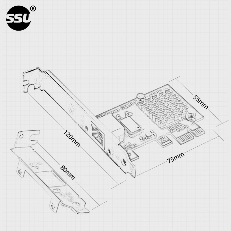 SSU 1000Mbps PCIe to RJ45 네트워크 카드 RTL8111EH 칩 기가비트 이더넷 PCI 익스프레스 컨버터 10/100/1000Mbps 1Gbps PC 어댑터
