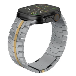 Premium Stainless Steel Watch Band - Elegant Metal Link Bracelet for Series 10 46MM (Titanium Gold)
