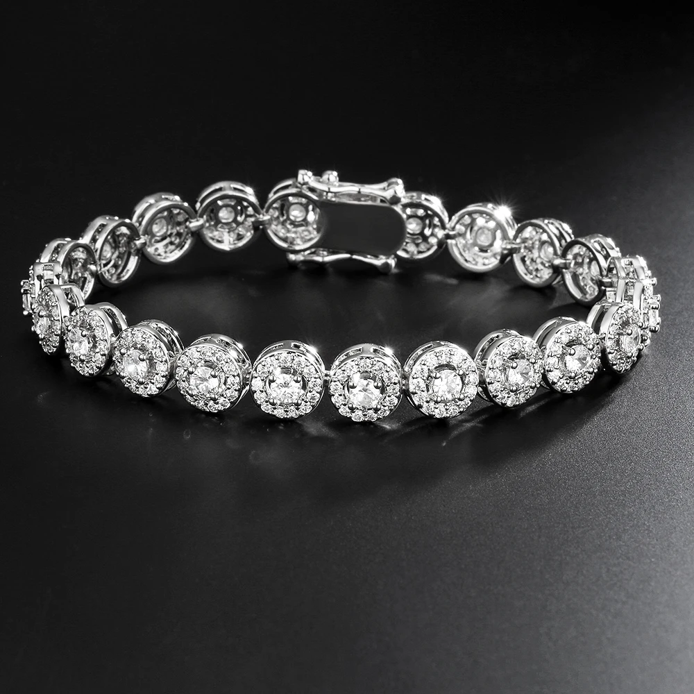 TrendMen Hiphop/Rock Trendy Runde Zirkonia Tennis Armbänder Für Mode Männer Frauen Gold Farbe Kristall Armband Schmuck Armreifen