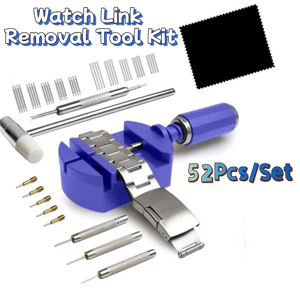 52Pcs/set Precision Watch Link Removal Tool Kit Durable Pin Extraction Strap Chain Pin Remover Watch Regulator