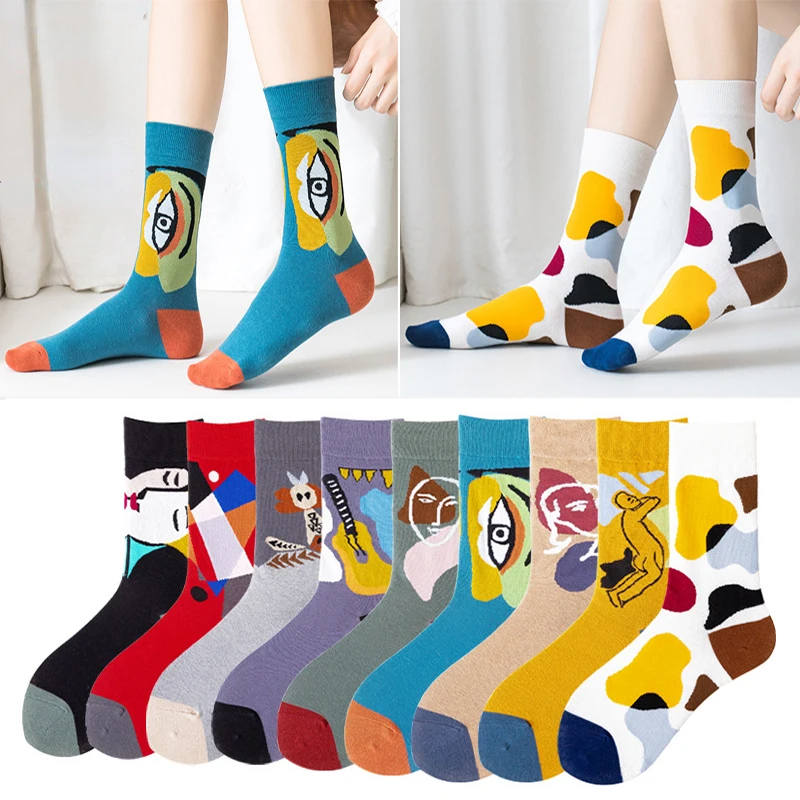

Trendy cartoon socks original hand-painted street graffiti pattern neutral street all-match socks