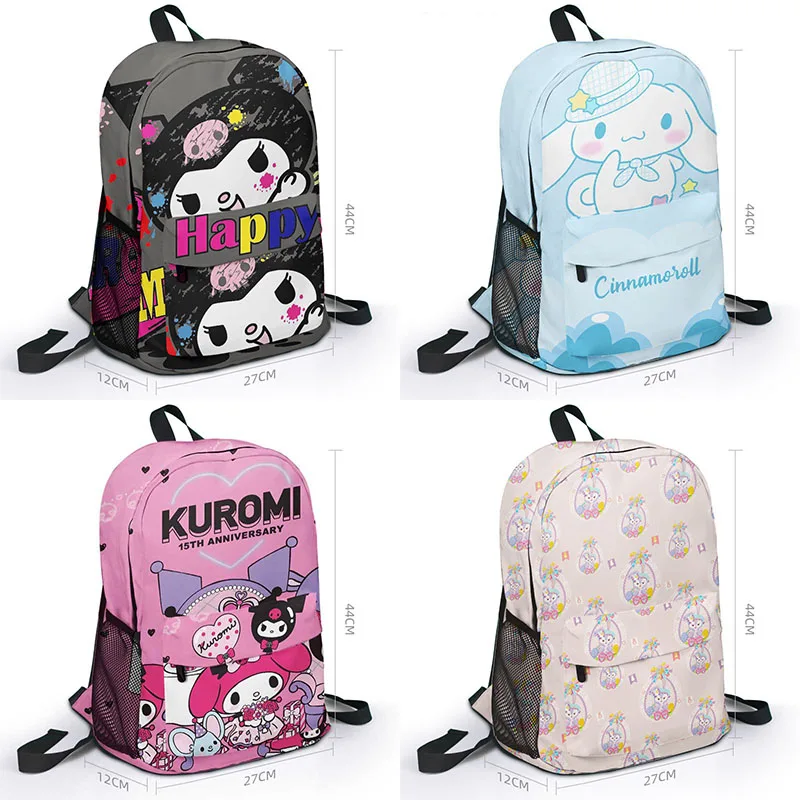 

Новый холщовый Рюкзак Kawaii Sanrio Kuromi Mymelody, милый мультяшный вместительный школьный ранец для студентов, уличный дорожный рюкзак