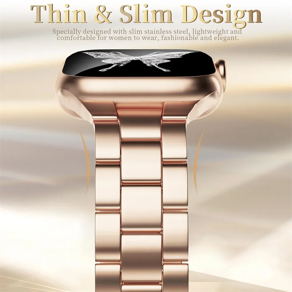 Bänder für Apple Watch Armband 10 46 mm 44 mm 45 mm 40 mm 42–41 mm Schlankes Edelstahlarmband Ultra 49 mm iWatch Serie 9 8 7 6 SE 5 4 – Detail 8