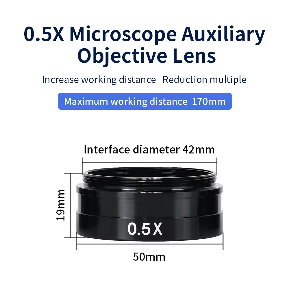 0.3X 0.5X 0.7X 2X 1X Barlow Lens 42mm Mounting Thread Microscopio Camera Objective Lens For 10A 120X 180X 300X Lens 4