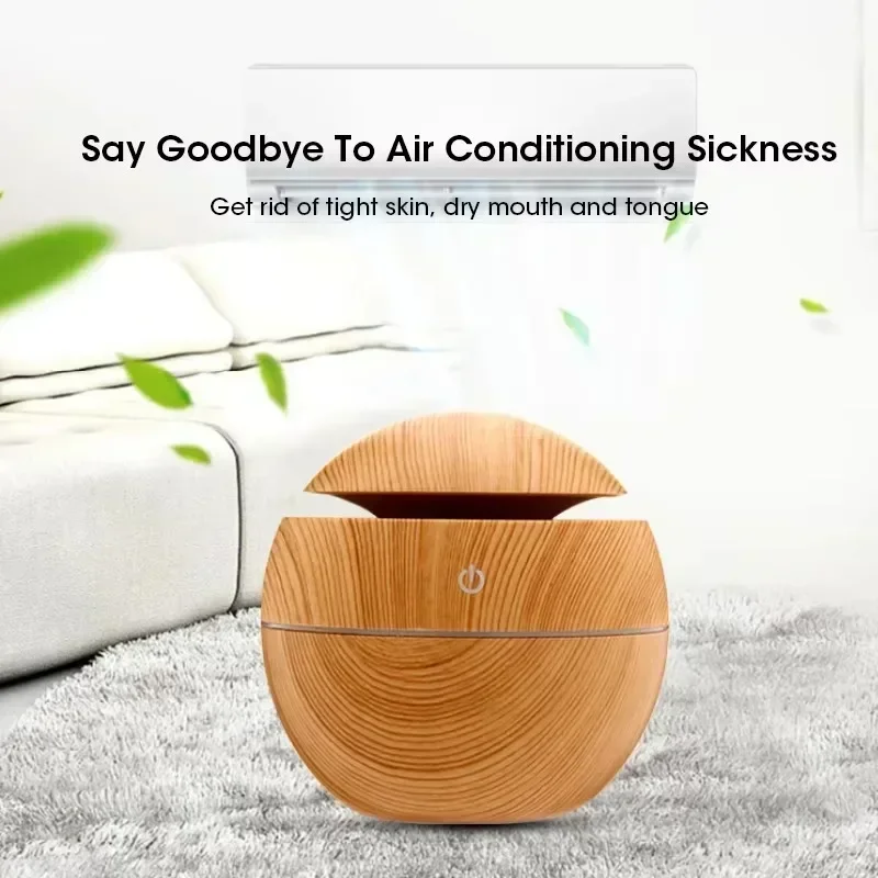 Woodgrain USB Essential Oil Diffuser Mini Ultrasonic Aromatherapy Humidifier Portable Desktop Air Mist Maker For Home Office