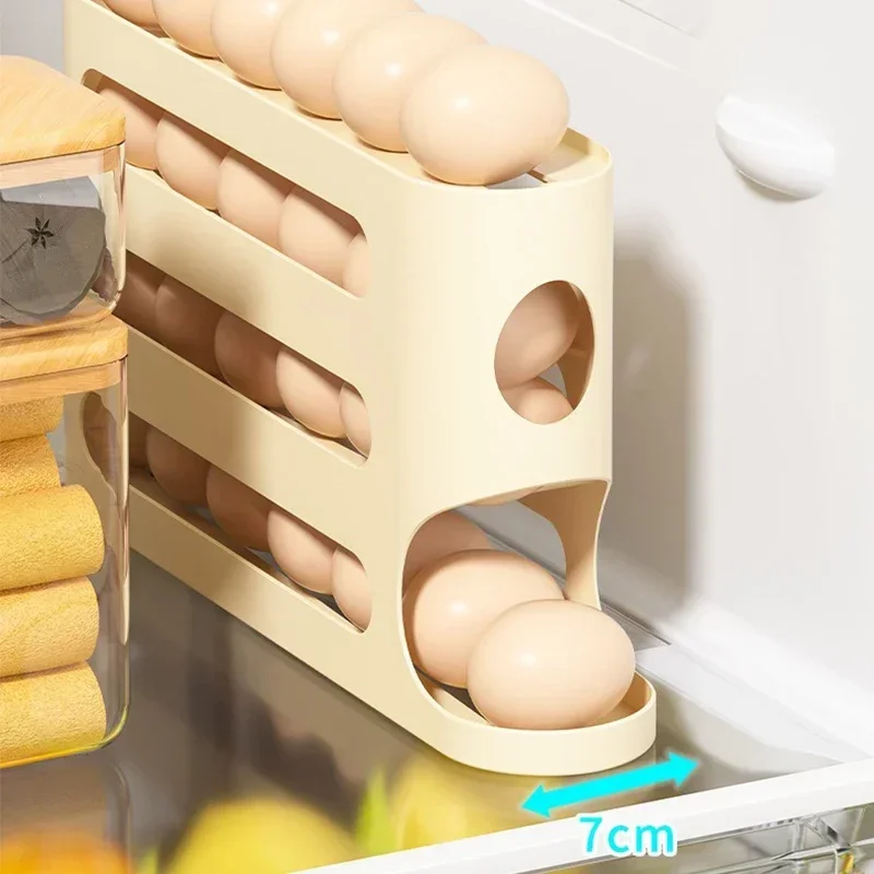4-layer Transparent Slide Egg Storage Box Ladder Egg Box Storage Refrigerator Side Door Large Capacity Automatic Egg Roller 6