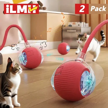 Pelota interactiva para perros y gatos, pelota rodante automática, cola sintética, juguete eléctrico inteligente recargable para mascotas, entrenamiento para perros y gatos, ratón de imitación