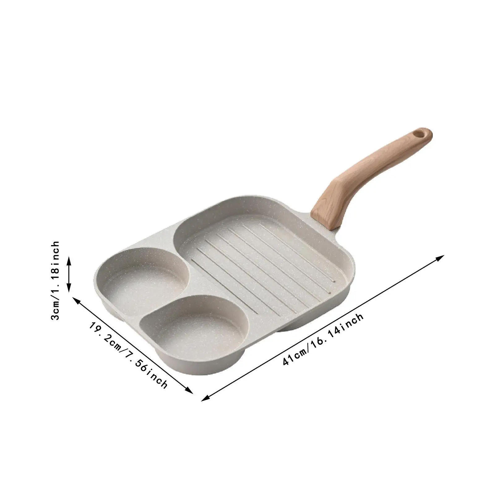 Nonstick Egg Frying Pan Fried Egg Pan 3 Section Long Handle Versatile Easy Clean Nonstick Egg Frying Pan Fried Egg Pan 3 Section Long Handle Versatile Easy Clean