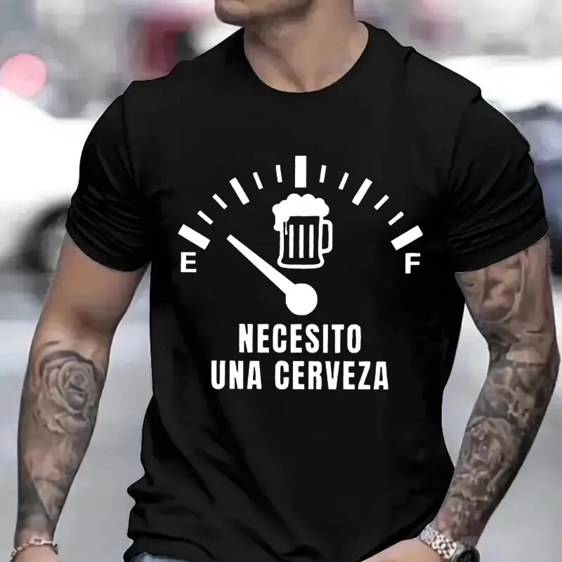 Men's Street T-shirt Necesito Una Cerveza Print Clothes Male Tops Tees Summer T Shirt Oversize Tee Shirt for Men Tshirt Clothing