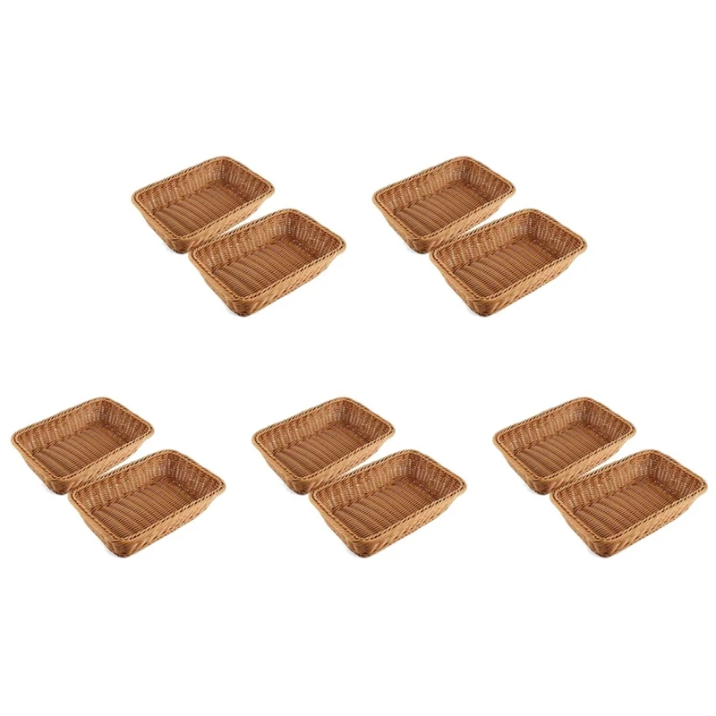 

10 Pcs Rectangular Basket For Table Or Counter Display For Bread,Fruits And Vegetables Wicker Baskets For Markets,Bakery