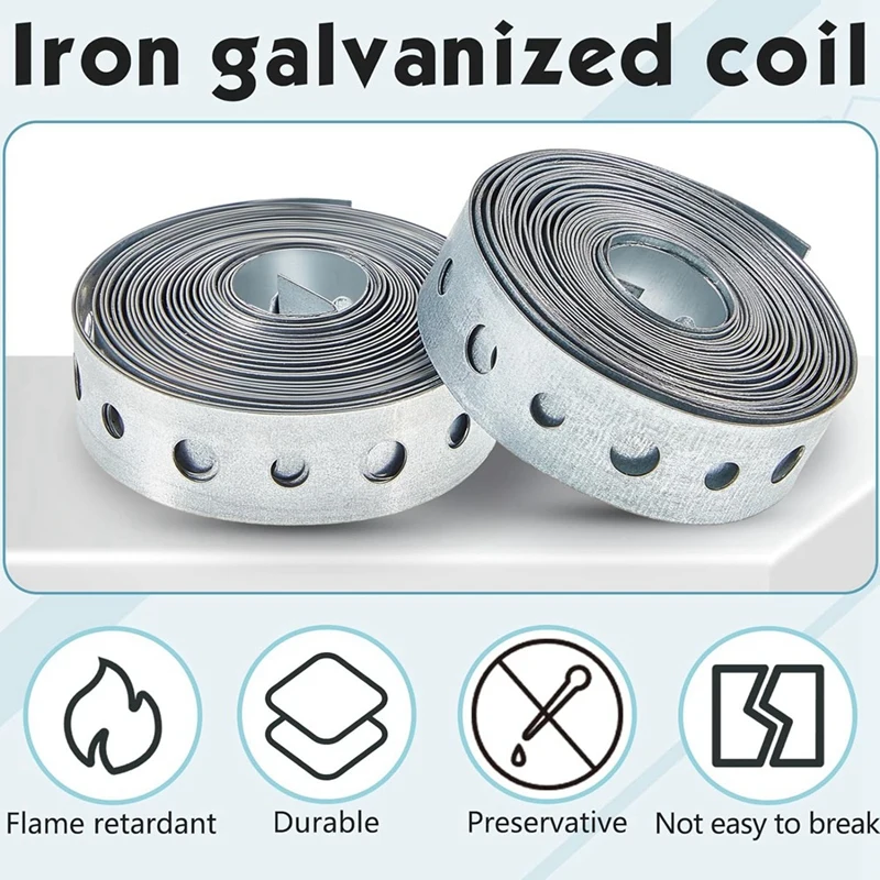 Galvanized Hanger Strap Metal Strapping Holes Pipe Hanger Silver Metal Pipe Supports Hanging 4 PCS