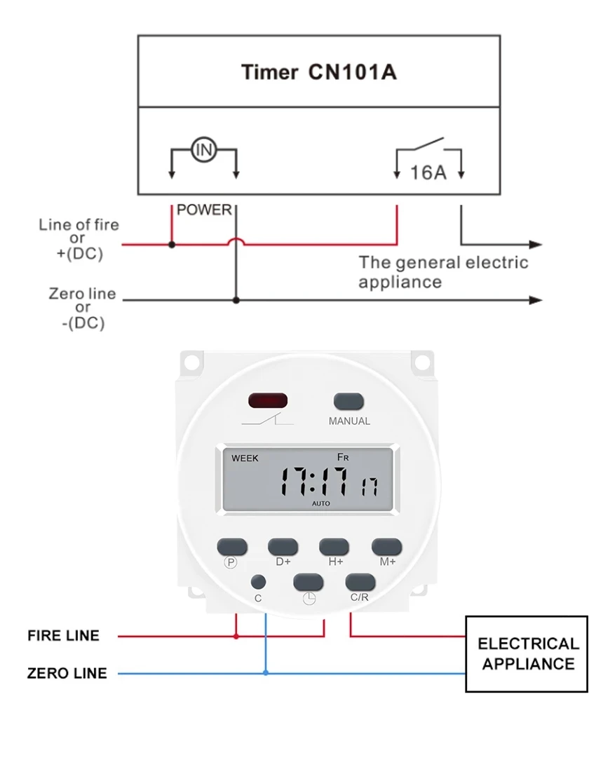 Timer Switch CN101A 12V/24V/110V/220V Single and double countdown micro cycle time control 16A