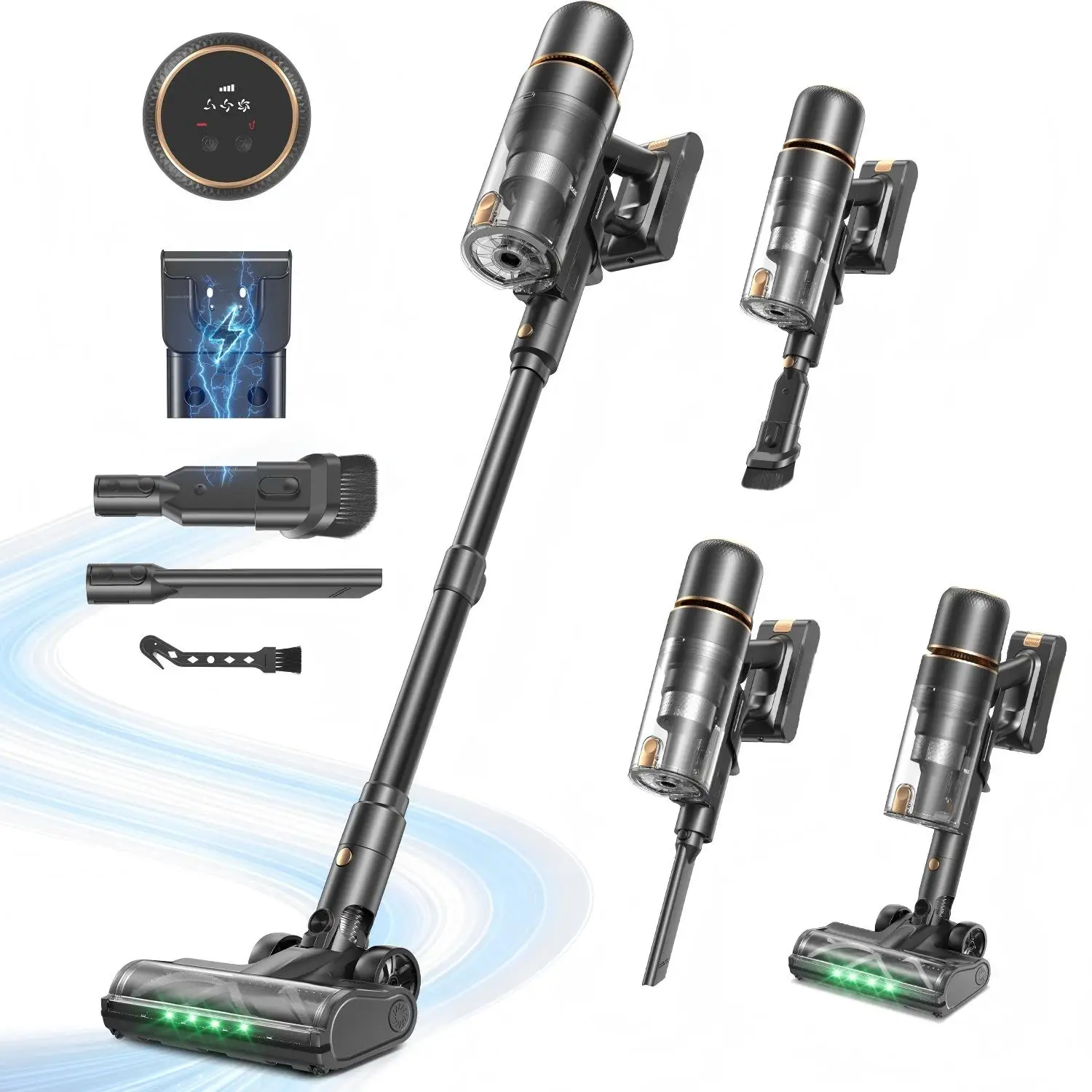 Aspirateur à bâton sans fil 600W / 58Kpa / jusqu'à 65mins Temps d'exécution 3 modes d'aspiration Filtre HEPA lavable Affichage numérique 4-en-1 Aspirateur portatif Brosse à rouleaux anti-embouteillage autonome pour tap 1 Aspirateur à bâton sans fil 600W / 58Kpa / jusqu'à 65mins Temps d'exécution 3 modes d'aspiration Filtre HEPA lavable Affichage numérique 4-en-1 Aspirateur portatif Brosse à rouleaux anti-embouteillage autonome pour tap 1