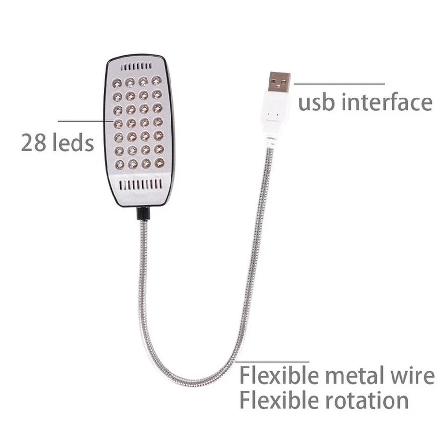 Muunnn 28LEDs reading lamp LED USB Book light Ultra Bright Flexible 4 Colors for Laptop Notebook PC Computer 1Pcs
