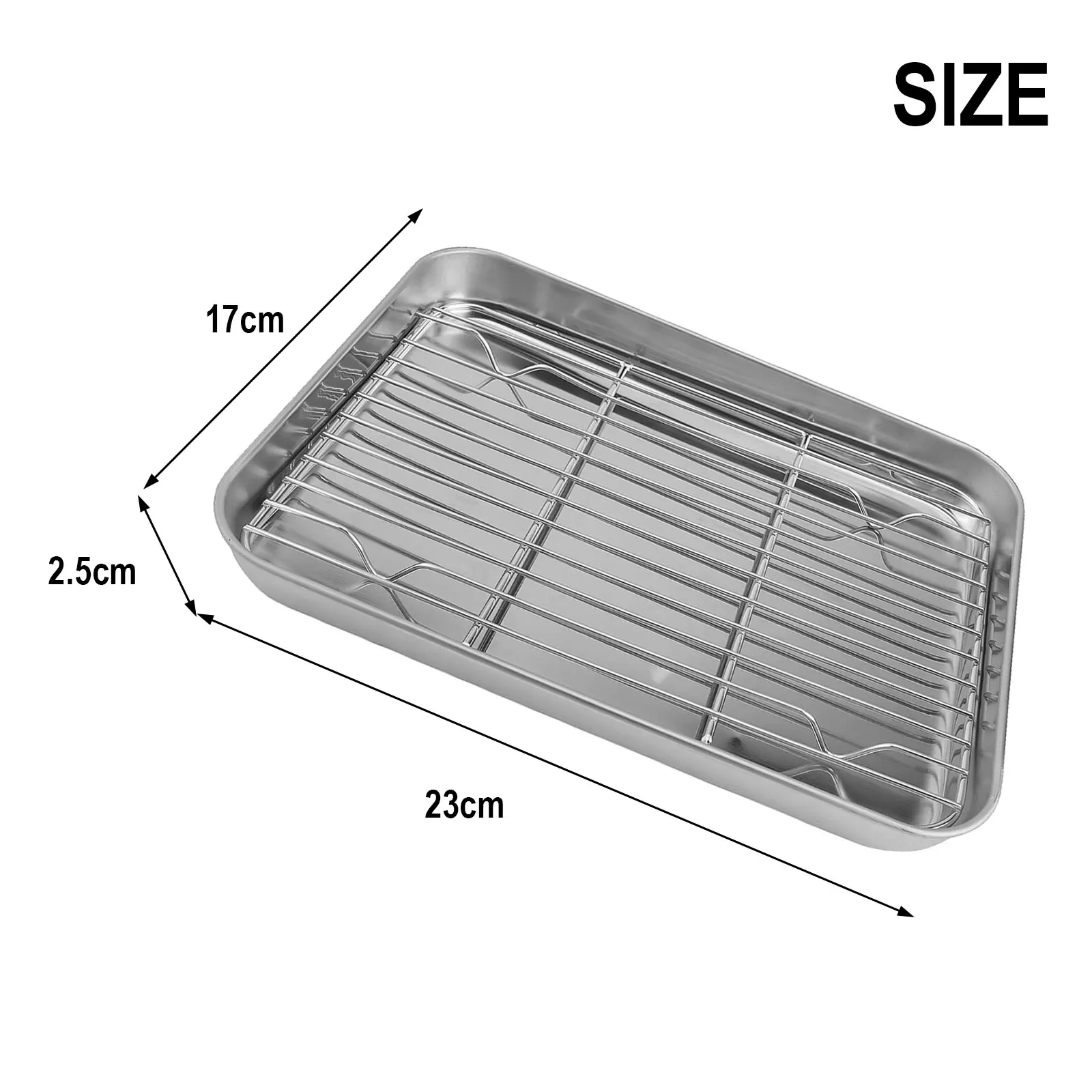 

1set Stainless Steel Baking Pan Tray With Wire Rack Cake Baking BBQ Pan Tray Plate Oven Brownie Rack Roasting Grilling Tool