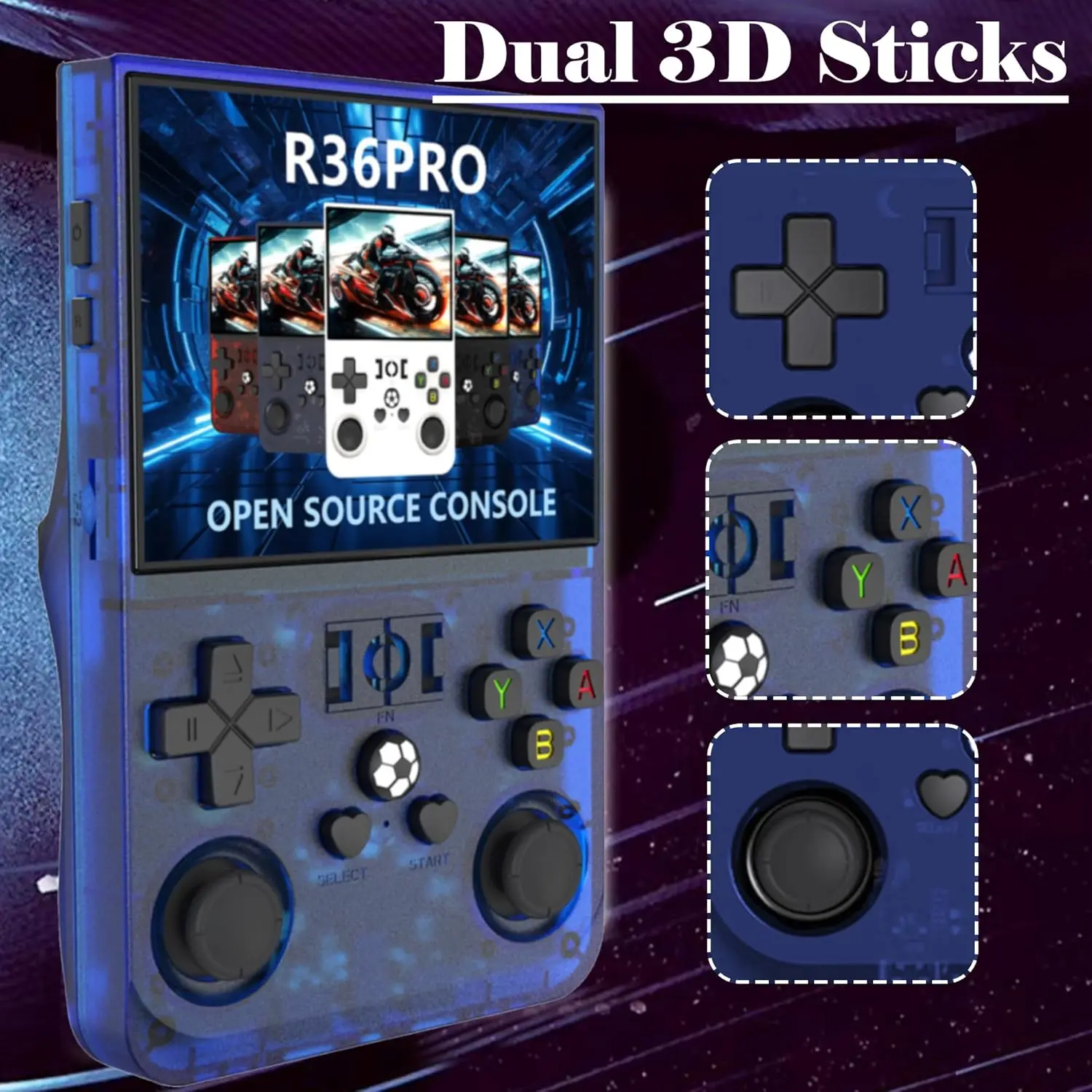 Open Source R36 PRO Retro Handheld Video Game Console Linux System 3.5 Inch IPS Screen Portable Pocket Video Player 128GB Games