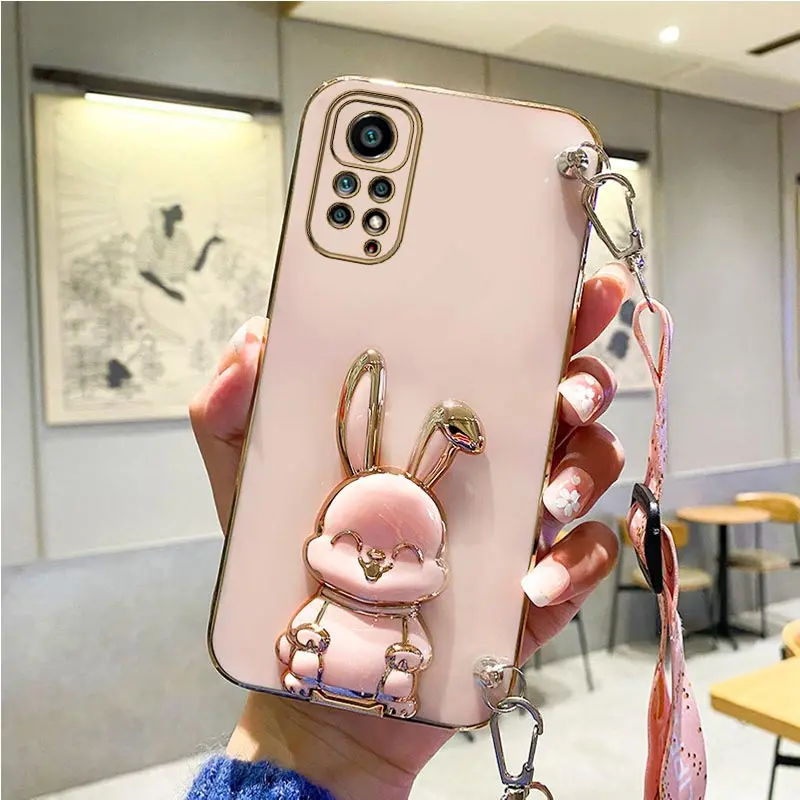Rabbit Holder Lanyard Phone Case with Stand Strap Cover
