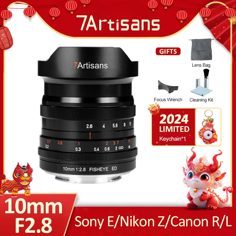 7 Artigiani 7 Artigiani 10Mm F2.8 Fisheye Obiettivo Per Fotocamera Con Messa A Fuoco Manuale Ultra Grandangolare Per Montaggio A L Canon Eos R Sony E 