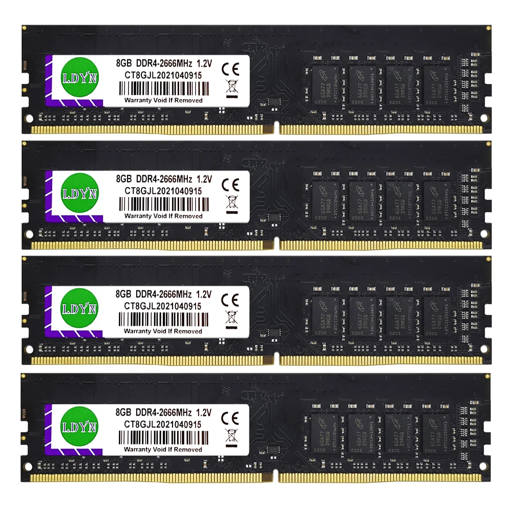 Barrette Mémoire RAM DDR4 Pour PC Fixe : 4 Go, 8 Go, 16 Go - Fréquence 2133 à 3200 MHz - DIMM 288 Broches