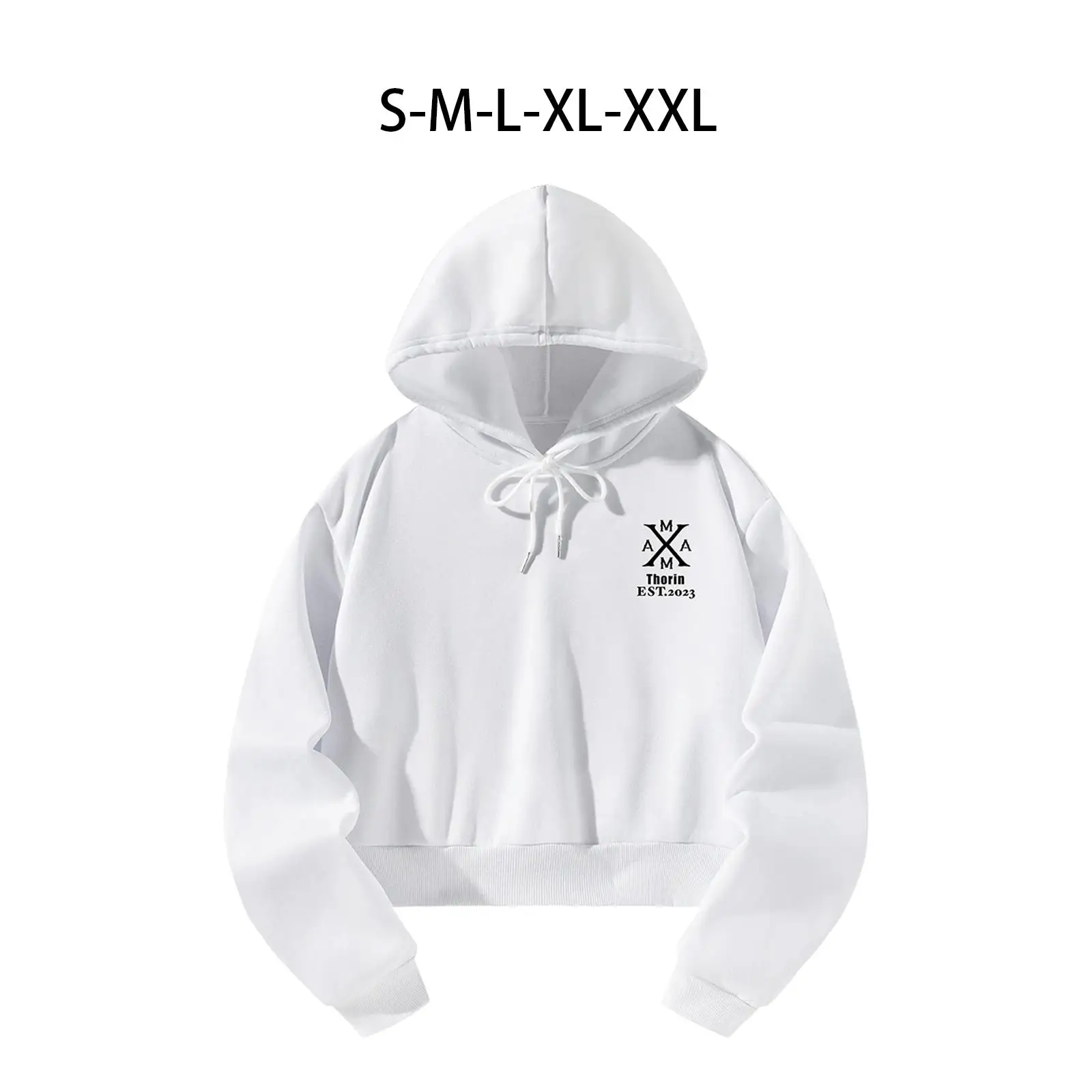 Women`s Crop Hoodie Loose Fit Soft Fall Winter Stylish Long Sleeve Activewear Clothing Pullover Hoodie Hooded Sweatshirt White