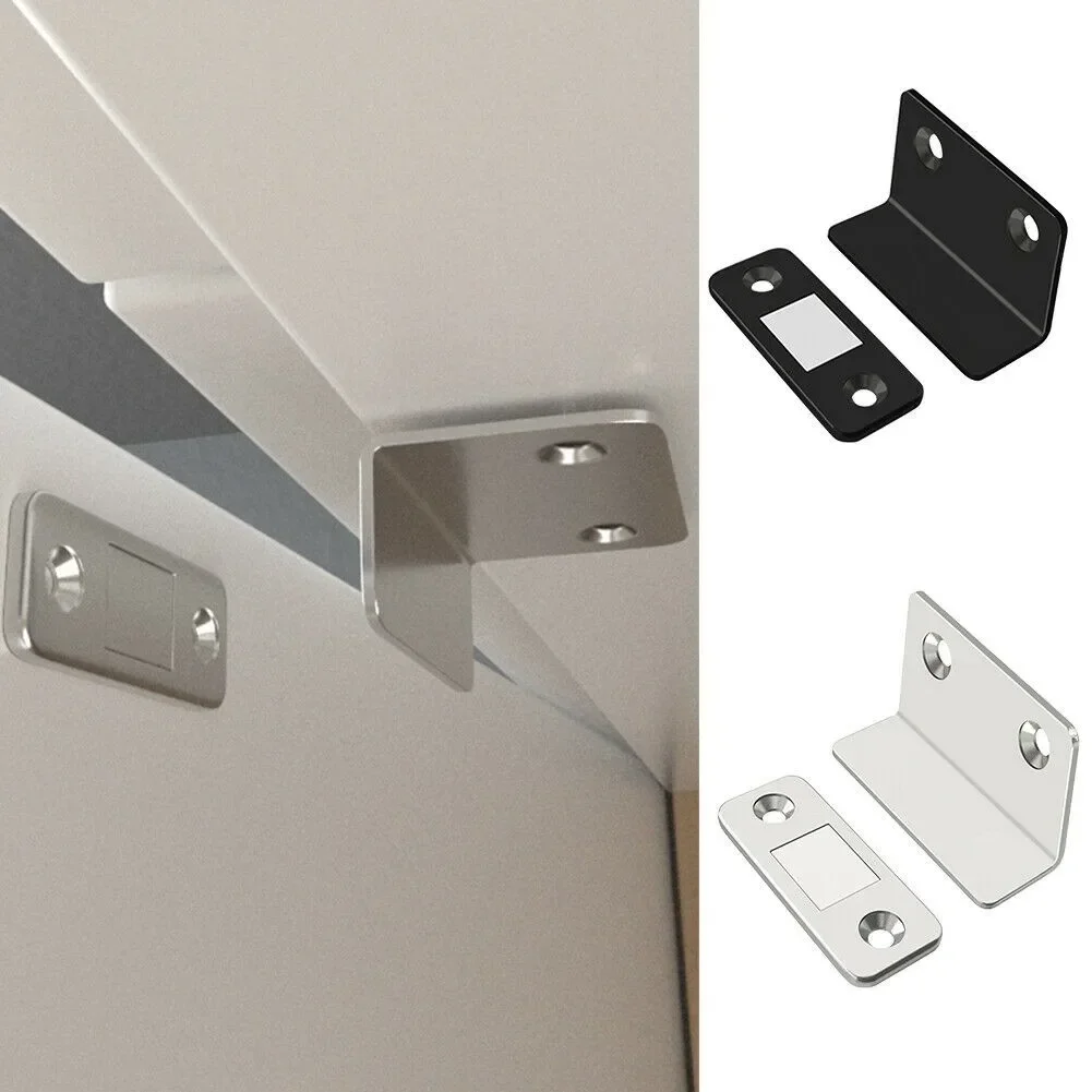 Strong Magnetic Door Closer Furniture Cabinet Wardrobes Cupboard Magnet Door Latch With Screw/Sticker L Shaped Ultra Thin H 4Pcs