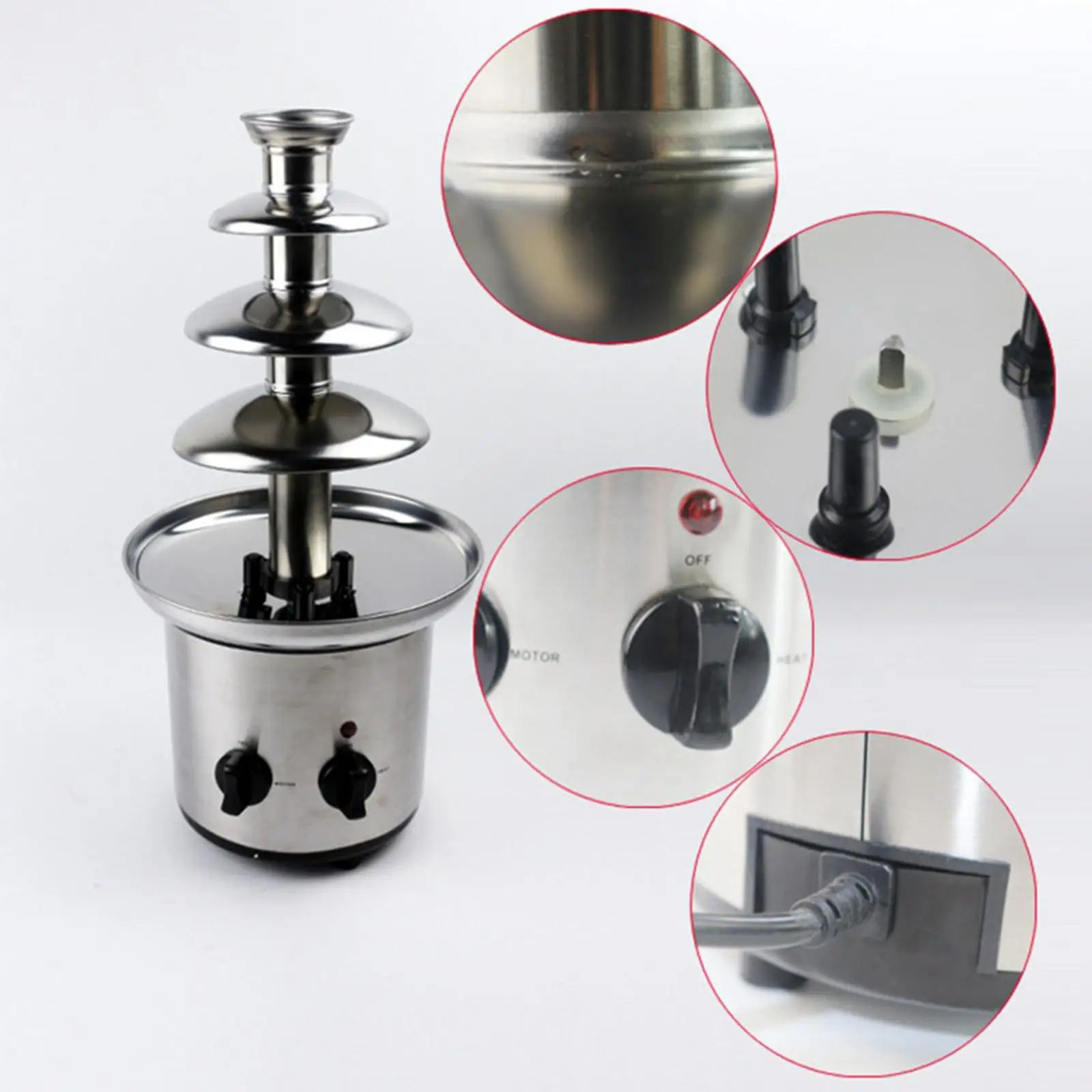 Stainless Steel Chocolate Fountain 4Layers Chocolate Melter With Heating Fondue Machine DIY Waterfall for Party