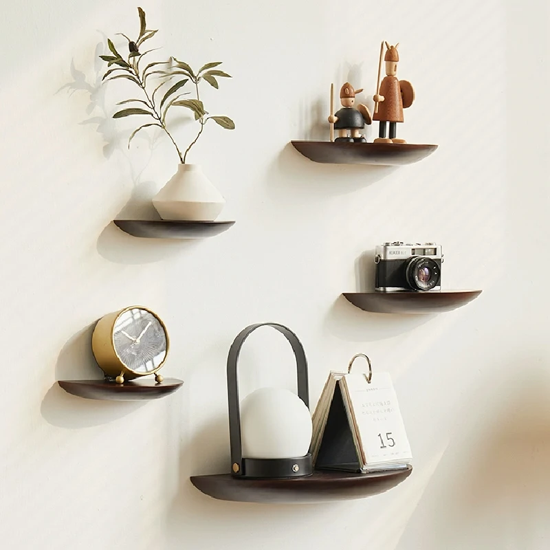 Solid-Wood-Hanging-Rack-Semi-circular-Background-Wall-Projector-Display ...