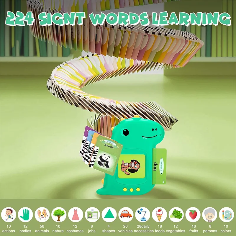 Toddler Talking Flash Cards Toys 224 Sight Words Montessori Interactive Learning Clear Pronunciation Speech Sensory for Kids 2